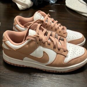 Nike Pink and White Dunk Low Sneakers